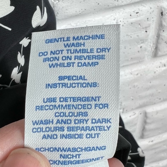 BODEN Black & White Floral Midi Dress with ribbon belt Size 2 - Picture 5 of 12